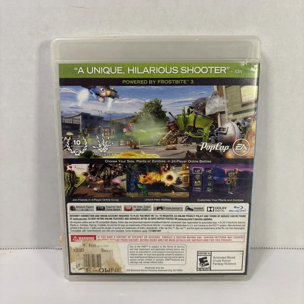 Plants vs Zombies Garden Warfare Sony PlayStation 3 2014 No Manual Tested
